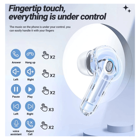 Image of AUDIFONOS BLUETOOTH AESTHETIC CRYSTAL AIR 39 CON CANCELACION DE RUIDO LED